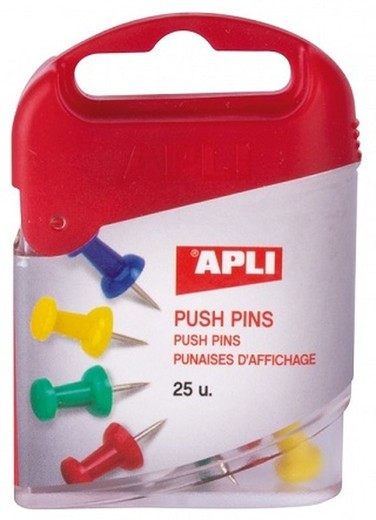 Agulles push pins colors assortits 25 unt.