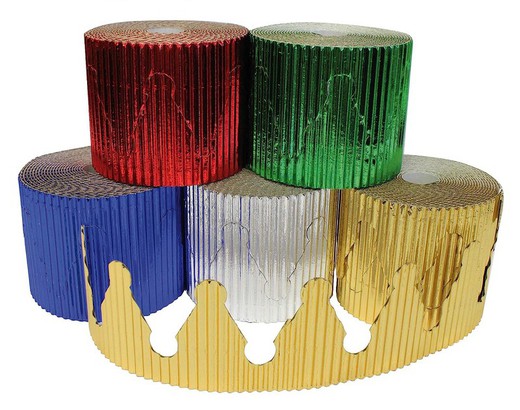 Paquete 5 rollos de Borde de coronas metalizadas