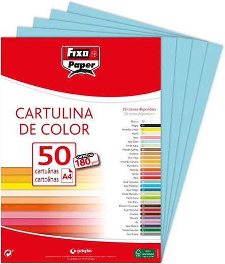 Cartolina FIXO A4, paquet 50 und. Blau Turquesa