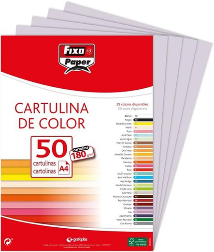 Cartulina FIXO A4, paquete 50 und. Gris Perla