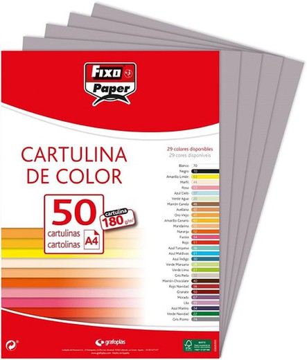 Cartulina FIXO A4, paquete 50 und. Gris Plomo