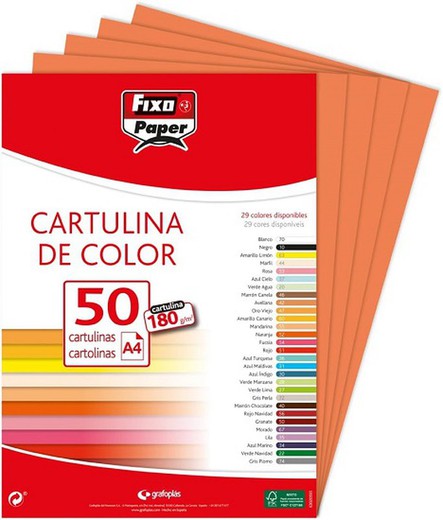 Cartulina FIXO A4, paquete 50 und. Mandarina