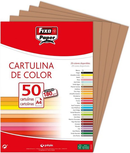 Cartulina FIXO A4, paquete 50 und. Marrón Canela