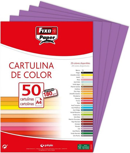 Cartulina FIXO A4, paquete 50 und. Morado