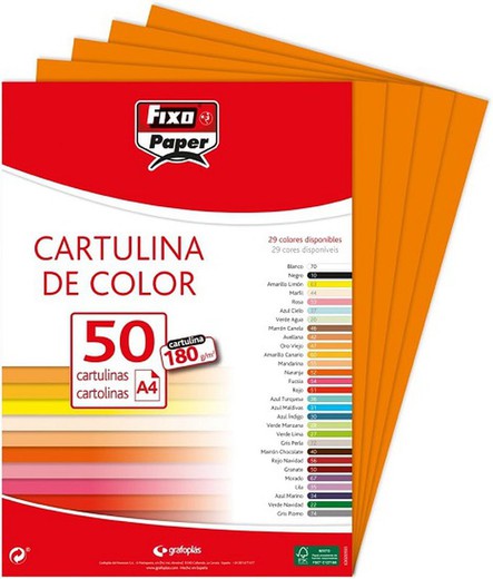 Cartulina FIXO A4, paquete 50 und. Naranja