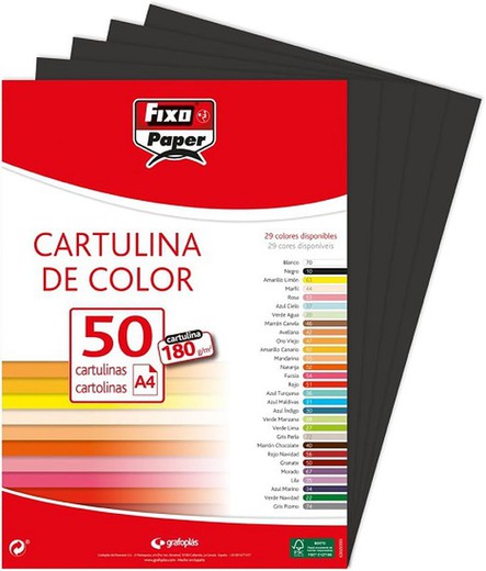 Cartulina FIXO A4, paquete 50 und. negro