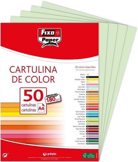 Cartulina FIXO A4, paquete 50 und. Verde Agua