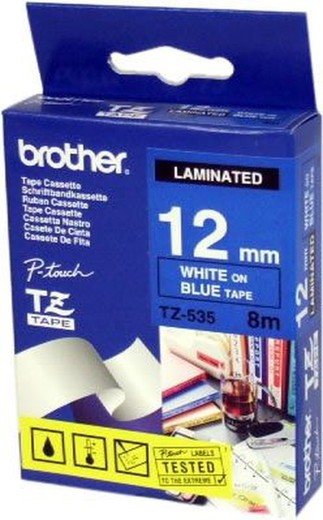 Cinta Brother laminada Blanco/Azul Ref. TZ-535
