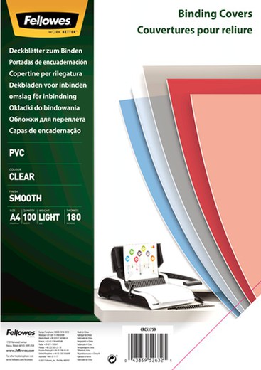 Cristal A4 transparente 180 micras PVC, 300 und.