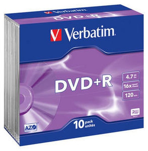 DVD +R VERBATIM 16x4.7GB pack 10 und., Ref.43508