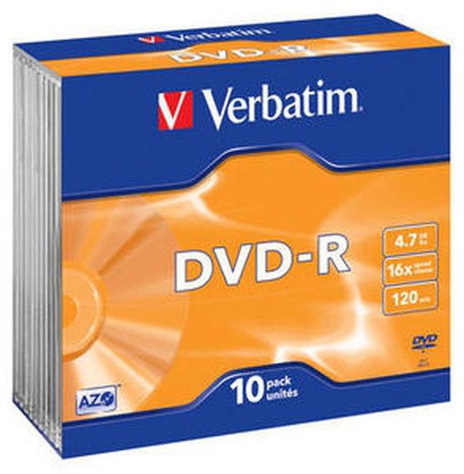 DVD -R VERBATIM 16x4.7GB pack 10 und., Ref.43521