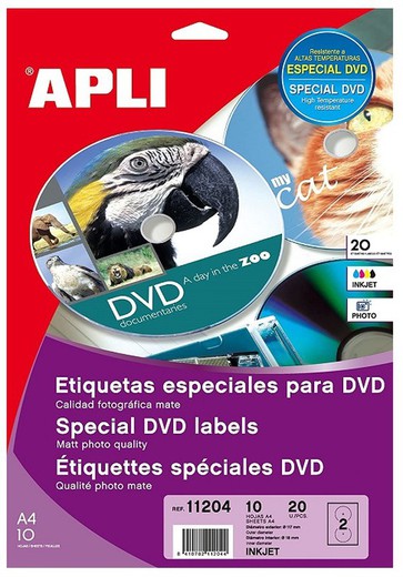 Etiquetes ordinador DVD 117 mm 10 fulles