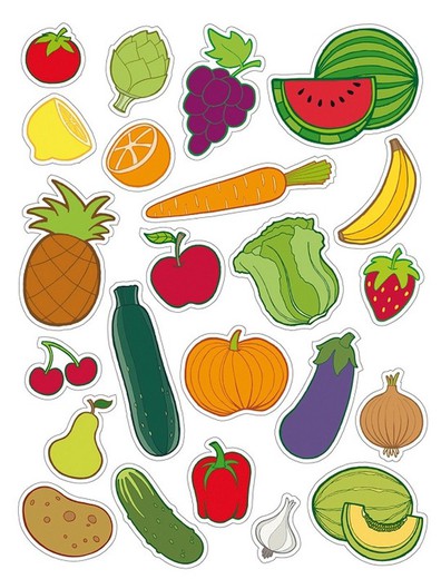 Gomets bolsa Frutas-Verduras 3 hojas removible