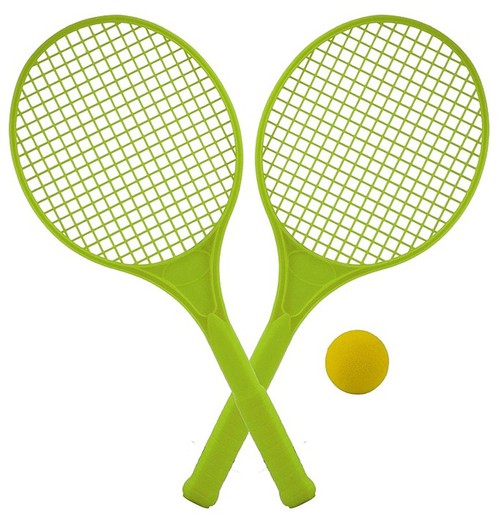 Juego de raquetas en color con pelota