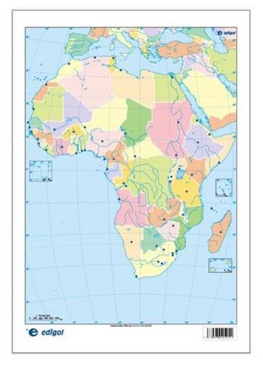 Mapa mudo Africa político, 50 hojas color.
