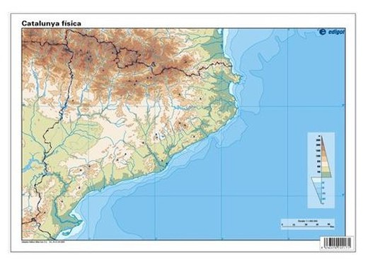 Mapa mut Catalunya Físic color 50 fulles