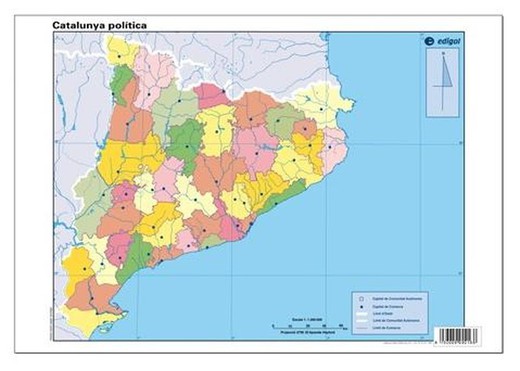 Mapa mudo Catalunya político color 50 hojas