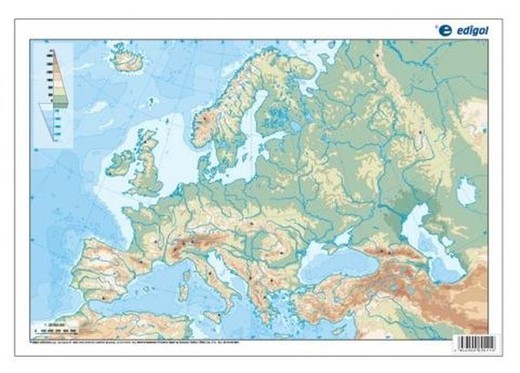 Mapa mudo Europa Físico color 50 hojas
