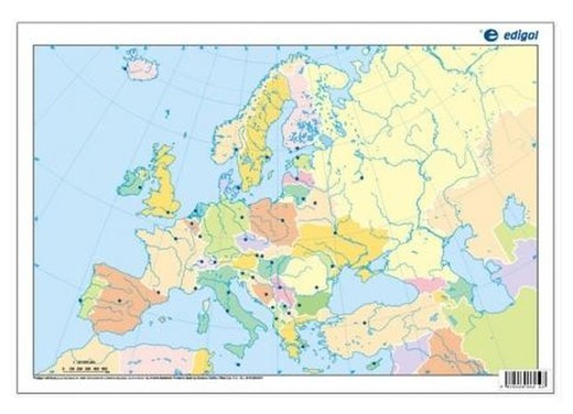 Mapa mut Europa polític color 50 fulles