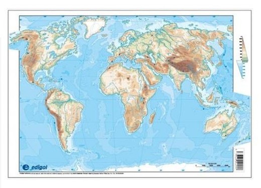 Mapa mut Mundi físic color, 50 fulles