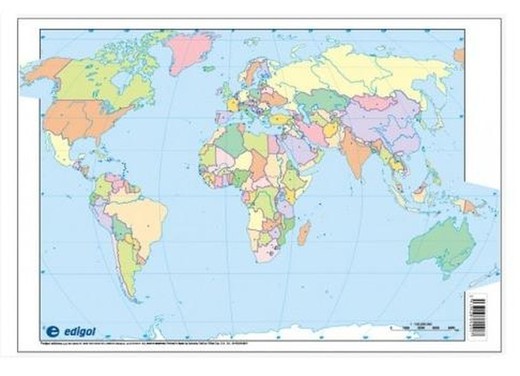 Mapa mut Mundi polític color 50 fulles