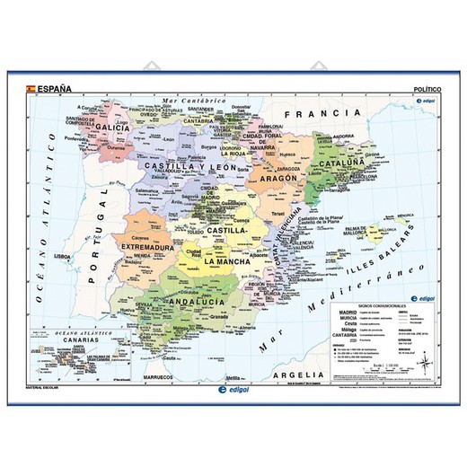 Mapa mural España físico/político, Ref.C412