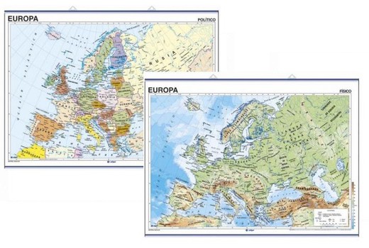 Mapa mural Europa: fisikoa / politikoa (basc)