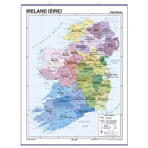 Mapa mural: Ireland, physical / political