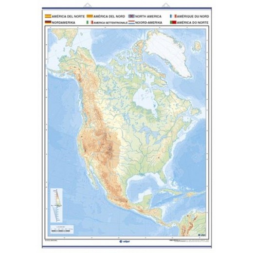 Mapa mural mut Amèrica del Nord: físic / polític