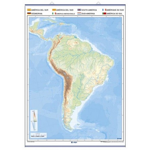 Mapa mural mut Amèrica del Sud: físic / polític