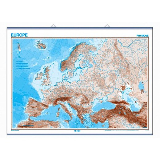 Mapa mural mudo Europa: físico/político