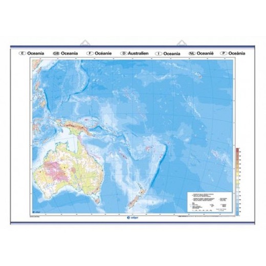 Mapa mural mut Oceania: físic / polític