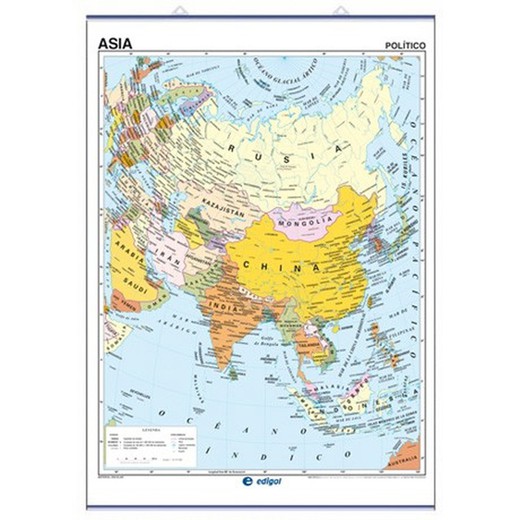 Mapas murales Asia: físico-político