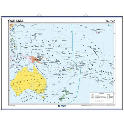 Mapas murales Oceanía: físico-político