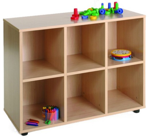 Mueble infantil bajo 6 casillas