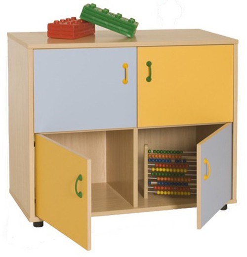 Mueble infantil bajo armario 4 casillas 4 puertas