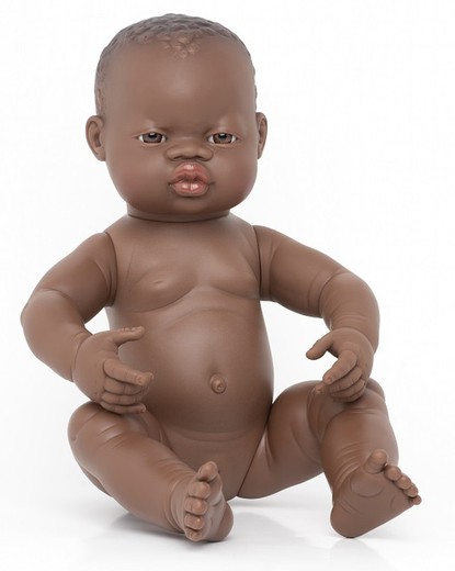 Muñeca recién nacida niña africana 40 cm.