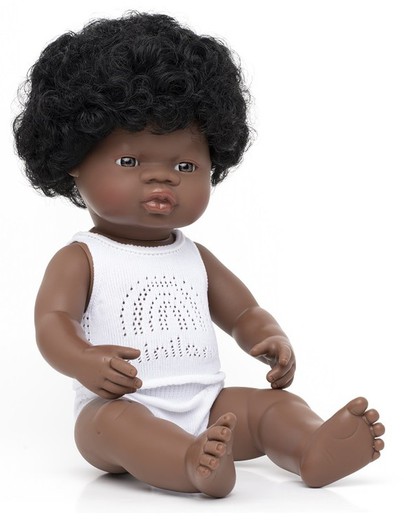 Muñeco niña africana 38 cm.