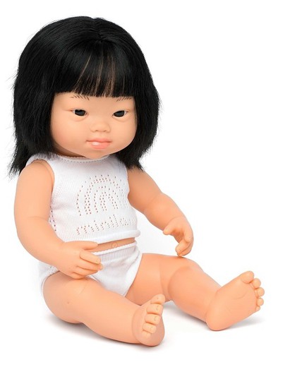 Muñeco niña asiática con sindrome de down 38 cm.