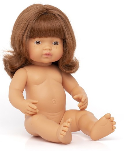 Muñeco niña caucásica pelirroja 38 cm.