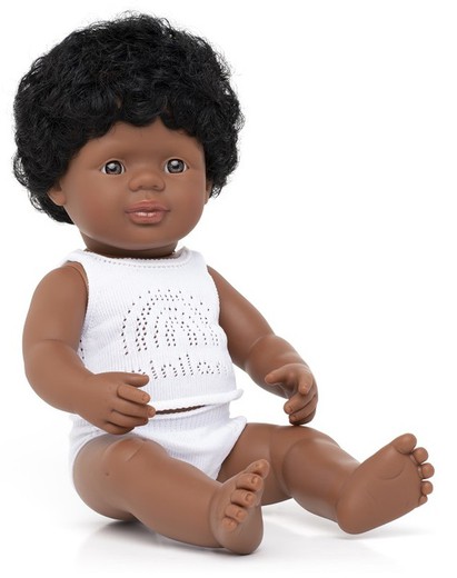 Muñeco niño afroamericano 38 cm.