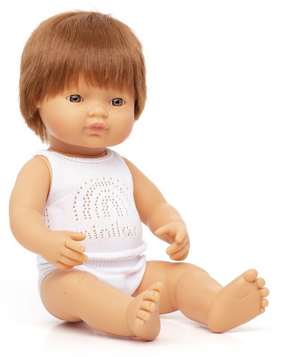 Ninot nen caucàsic pèl-roig 38 cm.