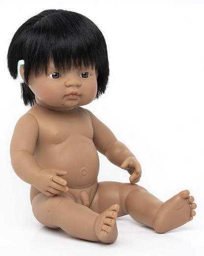 Muñeco niño latinoamericano con implante coclear 38 cm.