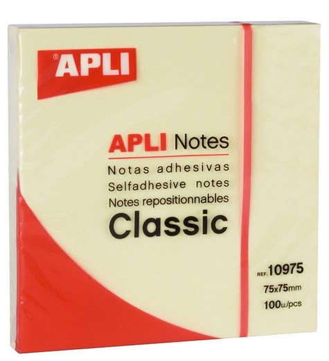 Notes adhesives Classic 75 mm x 75 mm Groc