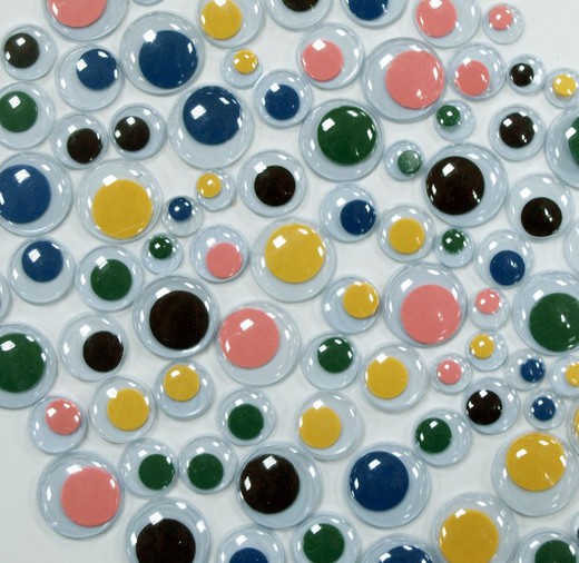 Ojos móviles adhesivos redondos color 7, 10, 12 y 15 mm