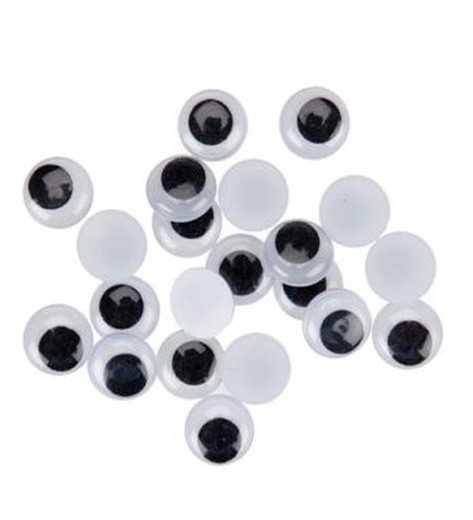 Ojos móviles adhesivos redondos negros 15 mm
