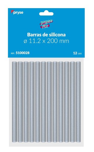 Pack 12 barras silicona 11,2x200mm. Transparente