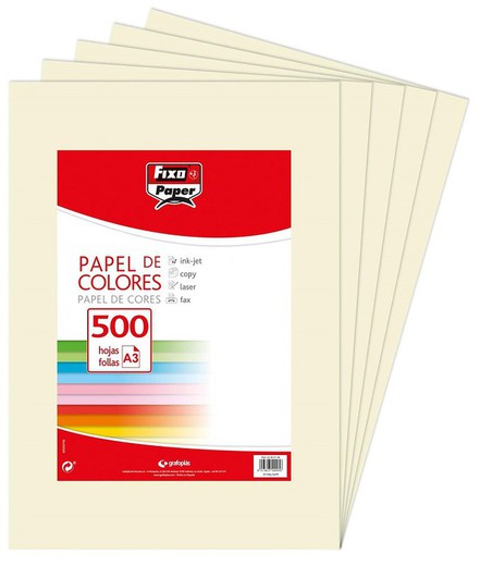 Paper color A3 80 grs. crema, 500 fulles