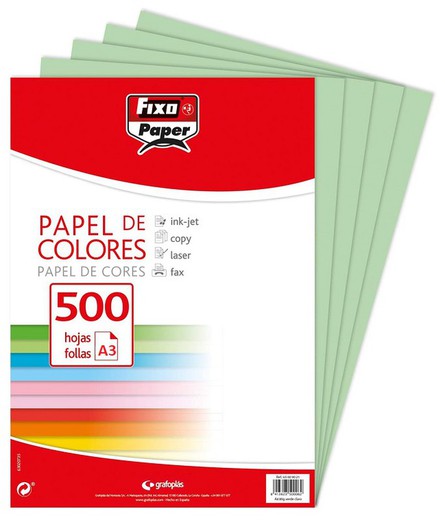 Paper color A3 80 grs. verd mitjà, 500 fulles