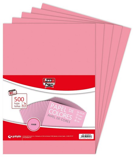 Paper color A3 80 grs. rosa, 500 fulles